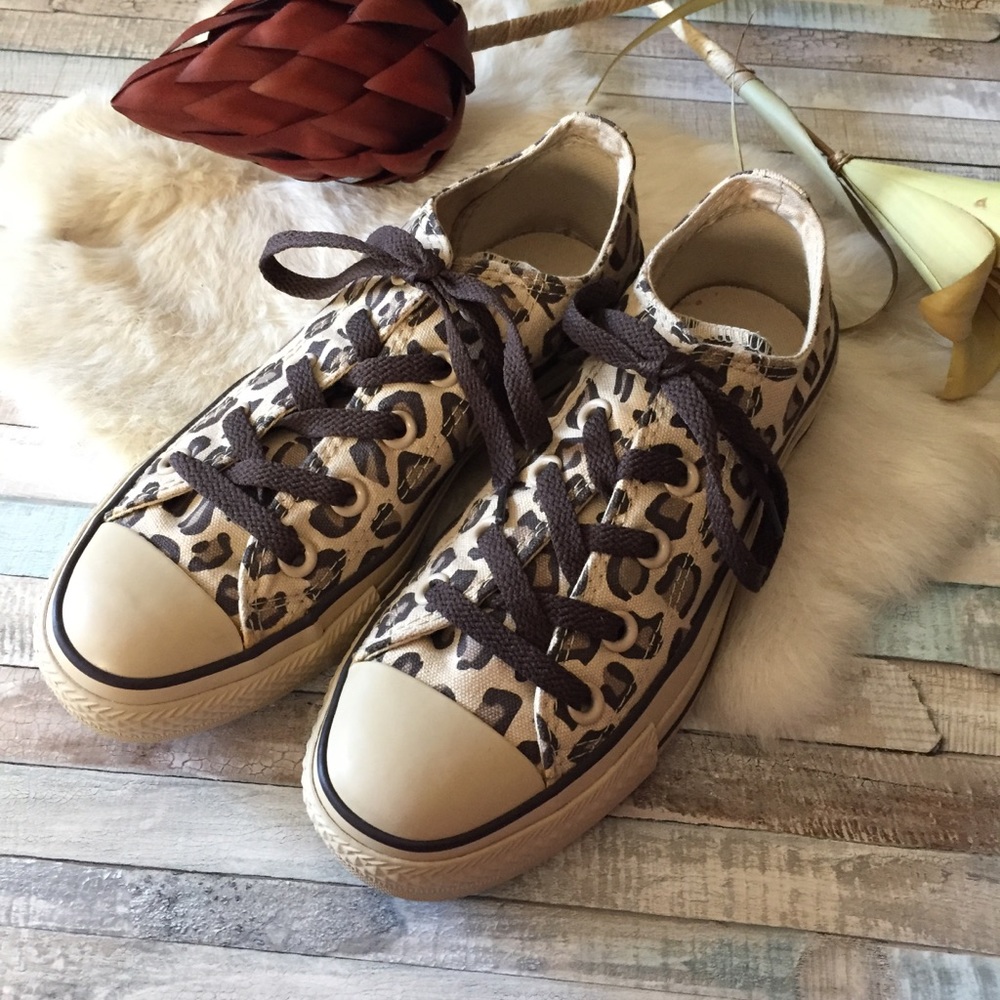 Converse Low Top Cheetah Print Sneakers, Size 6